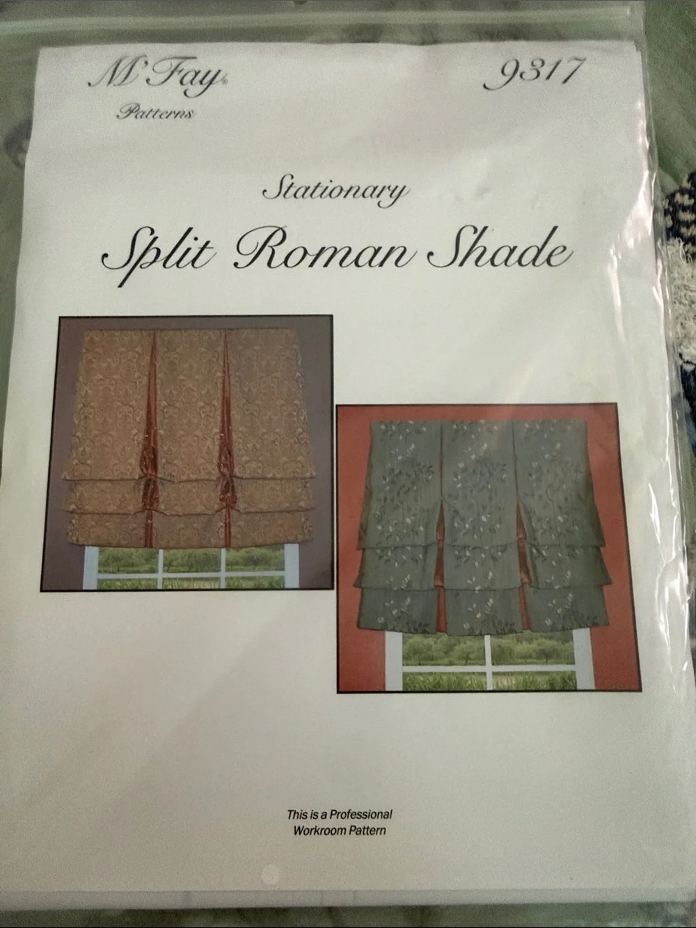 M'Fay Stationary Split Roman Shade Pattern 9317 Uncut